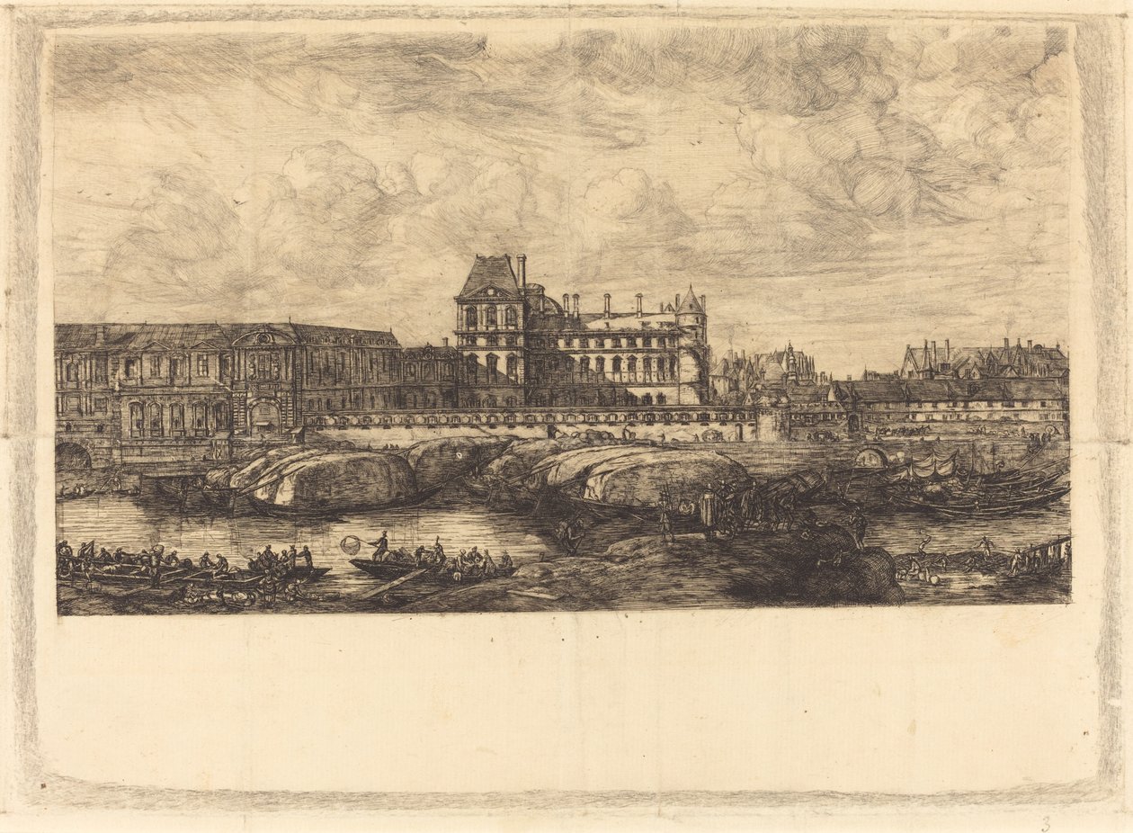 El antiguo Louvre, según una pintura de Zeeman, 1651 de Charles Meryon