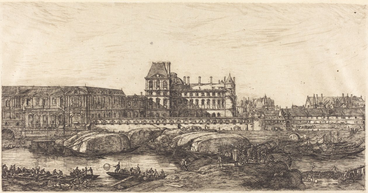 El antiguo Louvre, de una pintura de Zeeman, 1651 de Charles Meryon