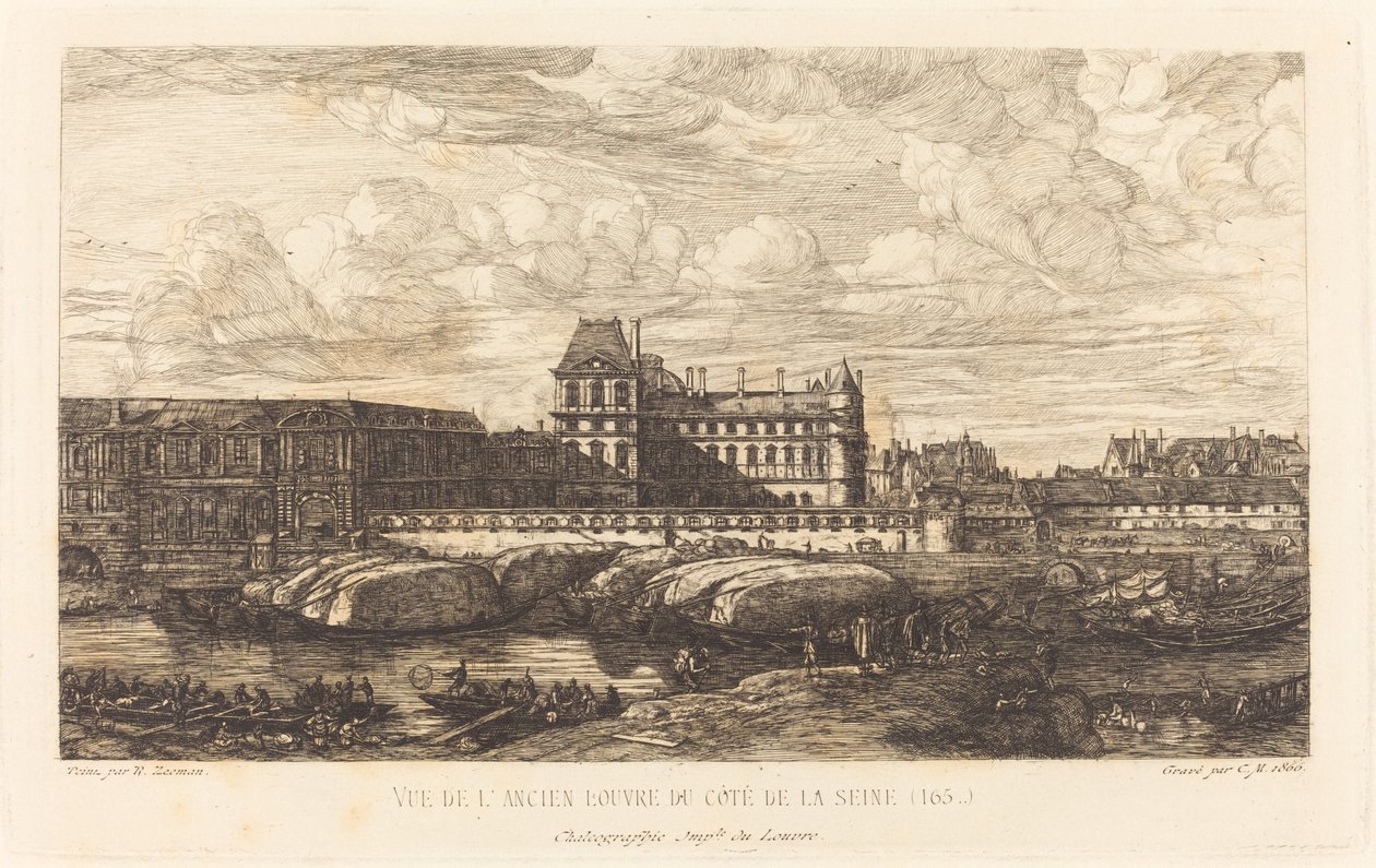 El antiguo Louvre, de una pintura de Zeeman, 1651 de Charles Meryon