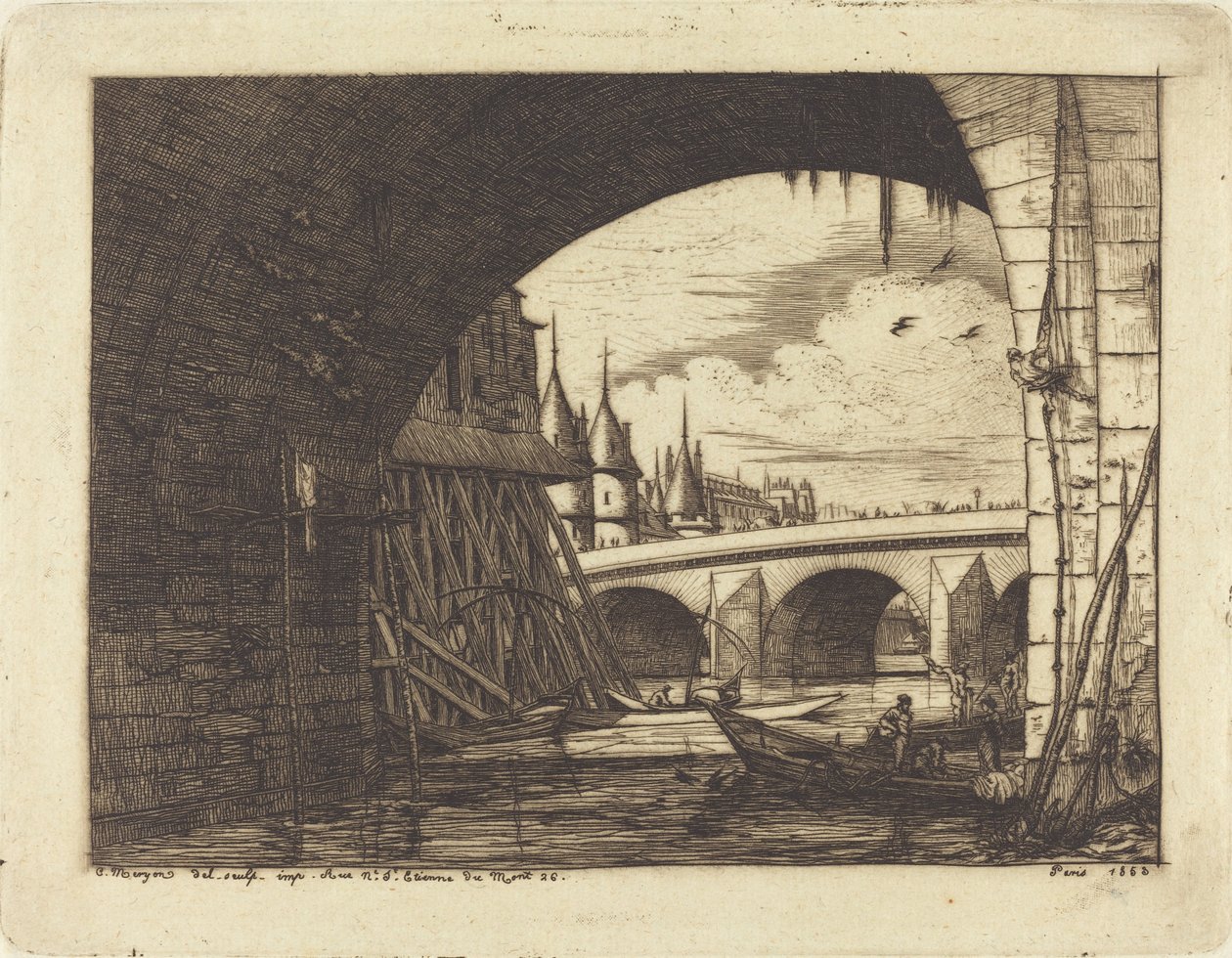 Un arco del puente Notre-Dame, París de Charles Meryon