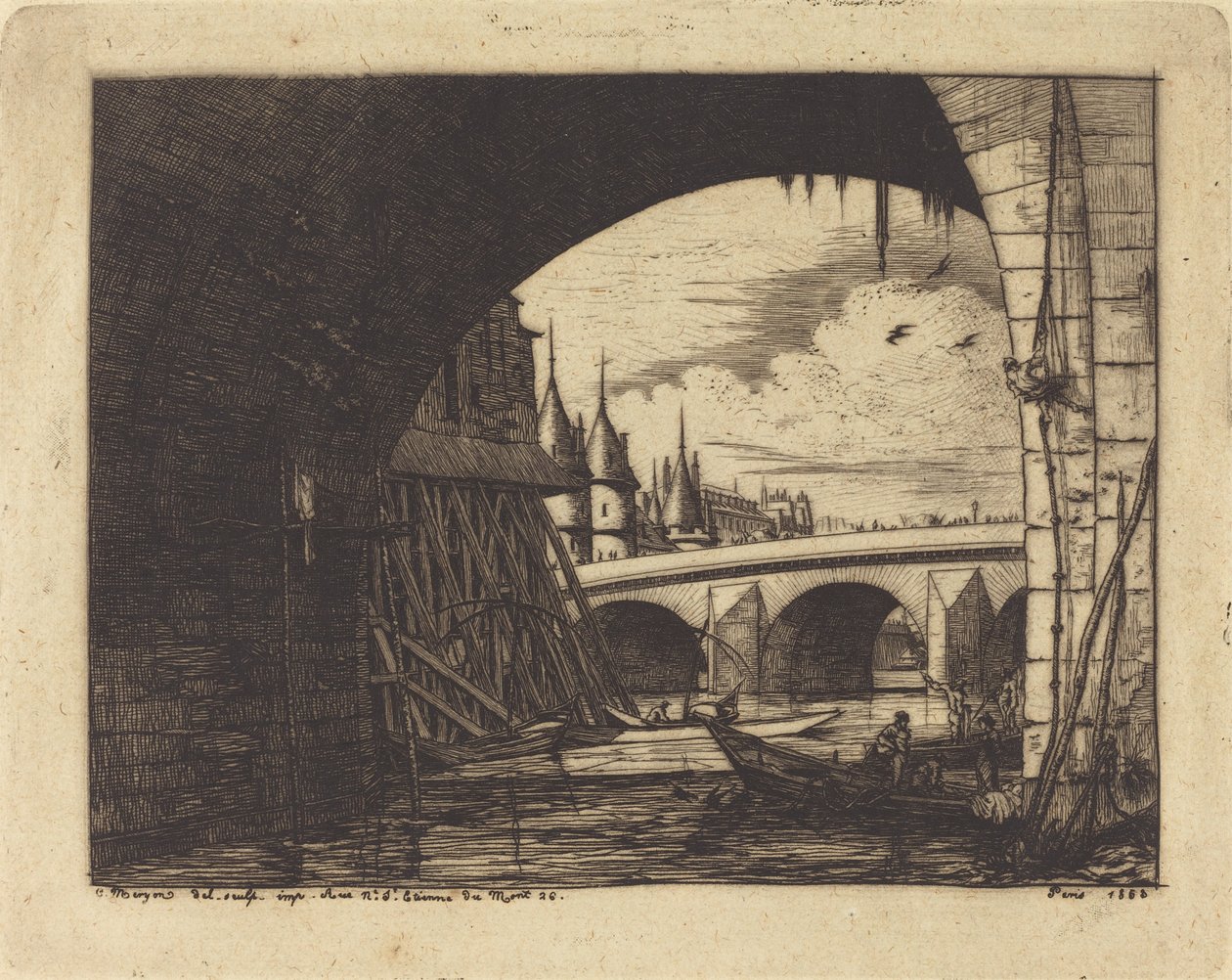 El Arco del Puente Notre-Dame, París de Charles Meryon