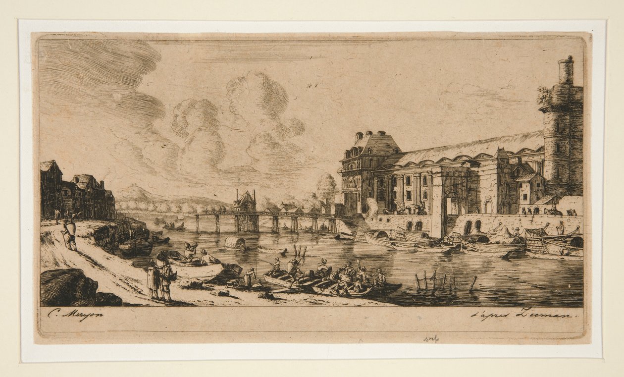El Pavillon de Mademoiselle y parte del Louvre [El de Charles Meryon