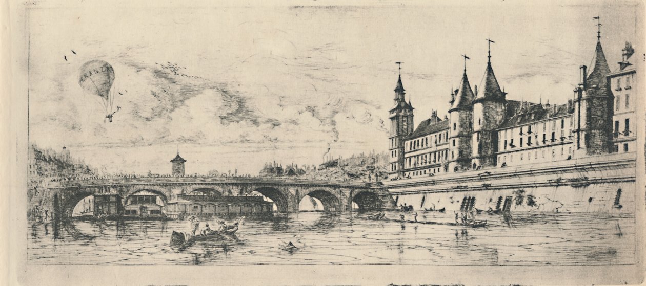 Le Pont-Au-Change 2da Estado, 6 18 x 13 116 Pulgadas, 1854, 1927 de Charles Meryon