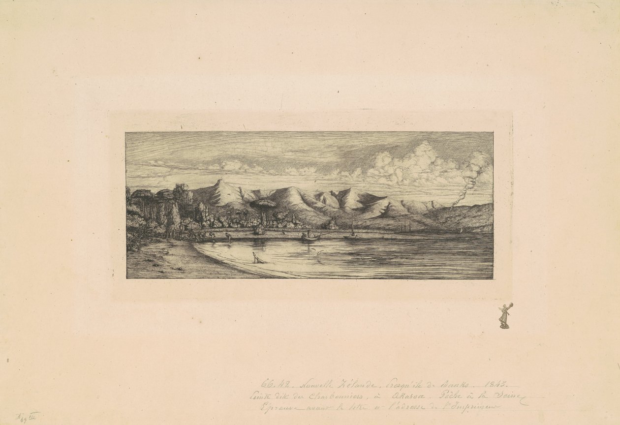 Nueva Zelanda, Península de Banks (Vista del Punto de Collier, Nueva Zelanda) de Charles Meryon