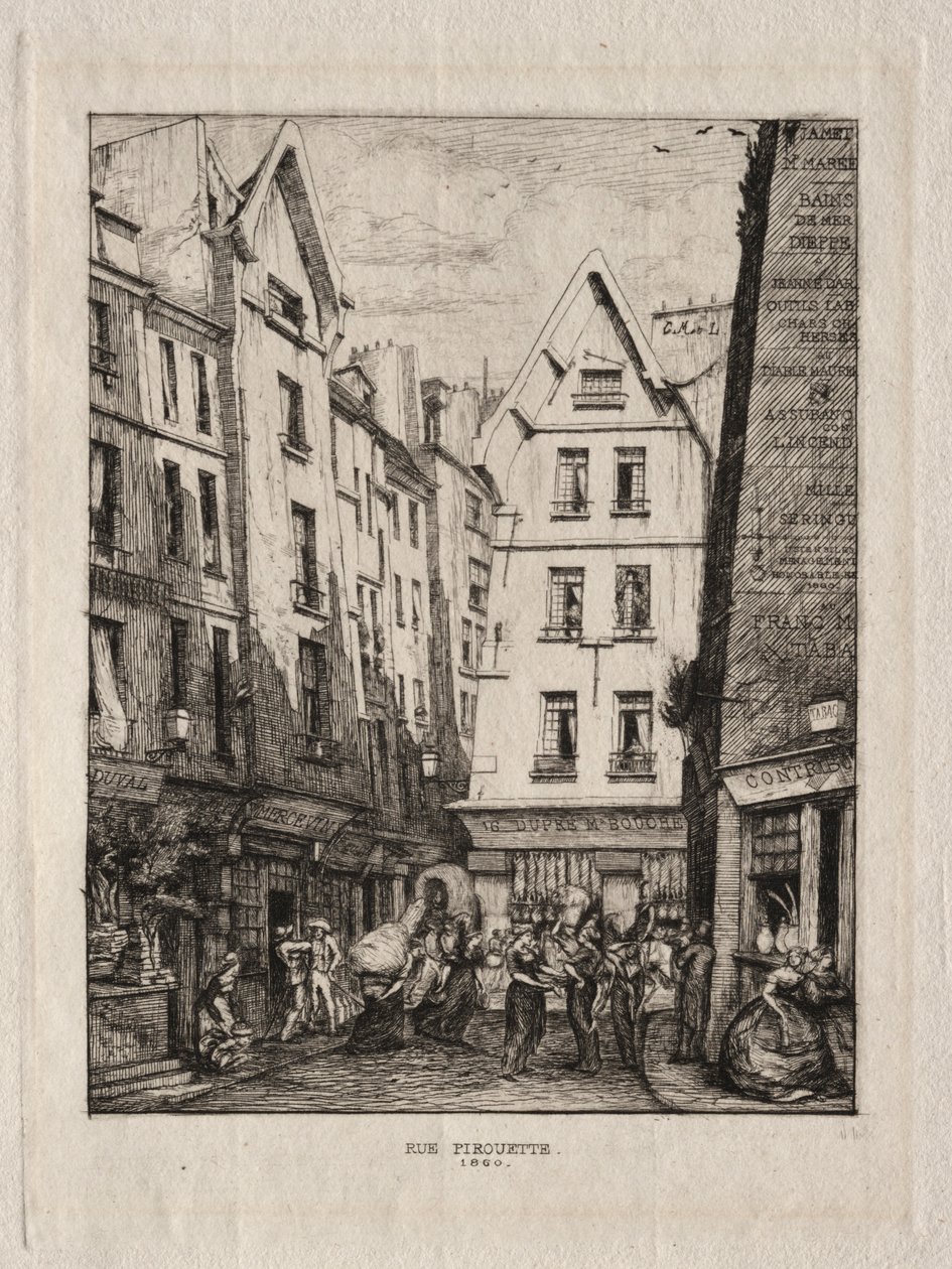 Calle Pirouette, cerca de los mercados, París de Charles Meryon