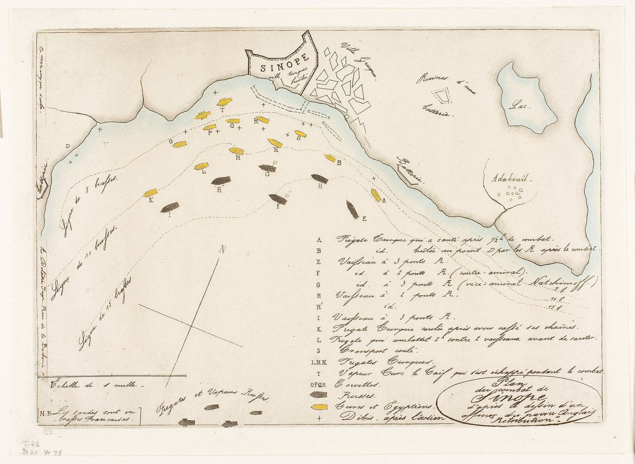 Plano de la batalla de Sinope de Charles Meryon