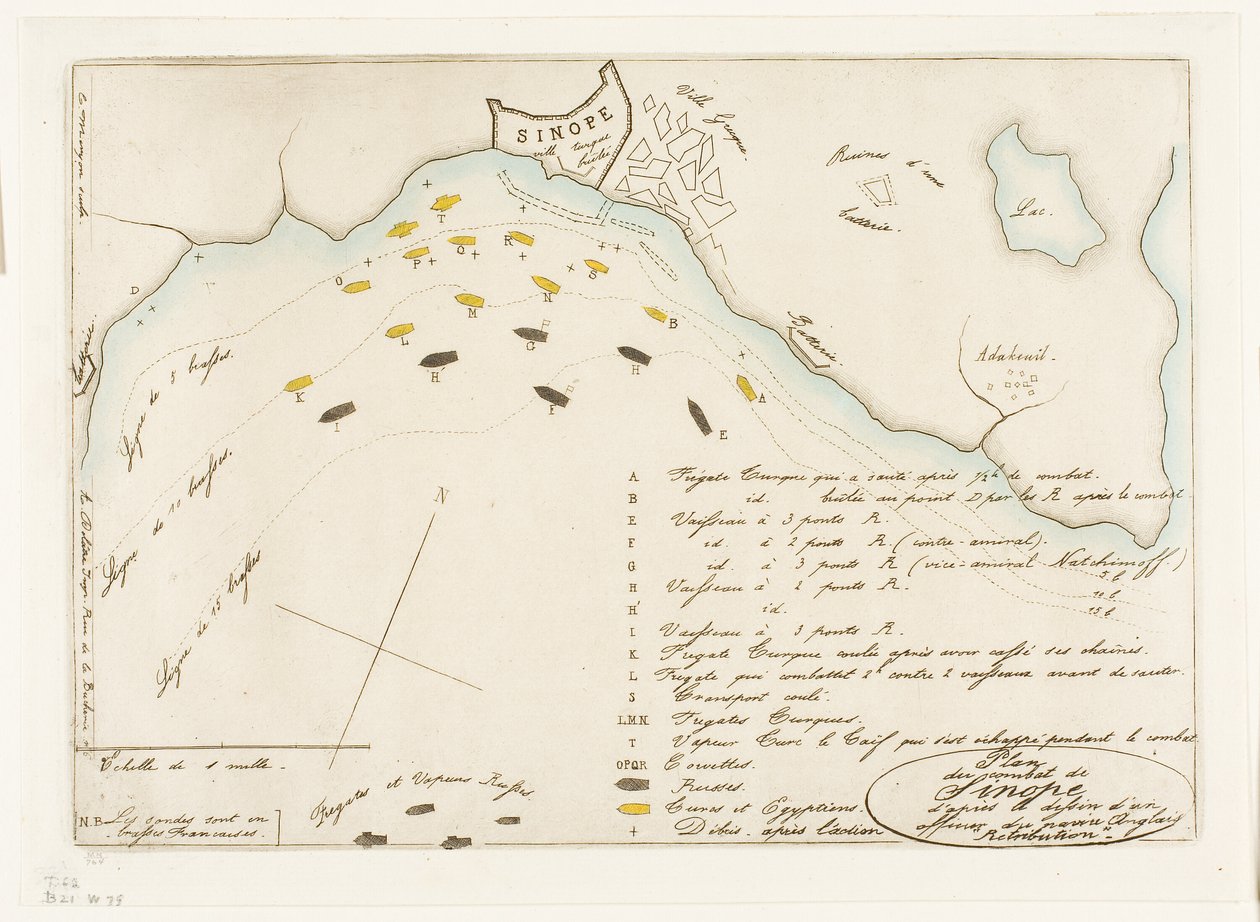 Plano de la batalla de Sinope de Charles Meryon