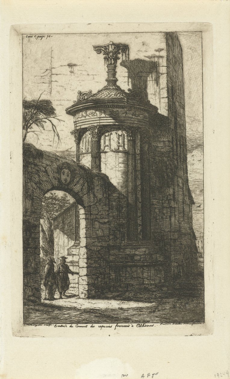 Puerta de entrada al convento de los capuchinos franceses en Atenas
Entrée du convent des Capucins Francais a Athenes (título en el objeto) de Charles Meryon