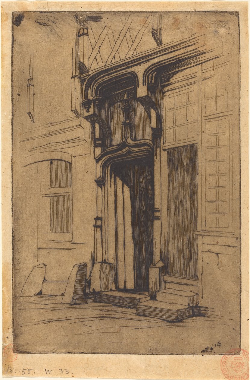 Puerta de un antiguo convento, Rue Mirabeau, Bourges de Charles Meryon