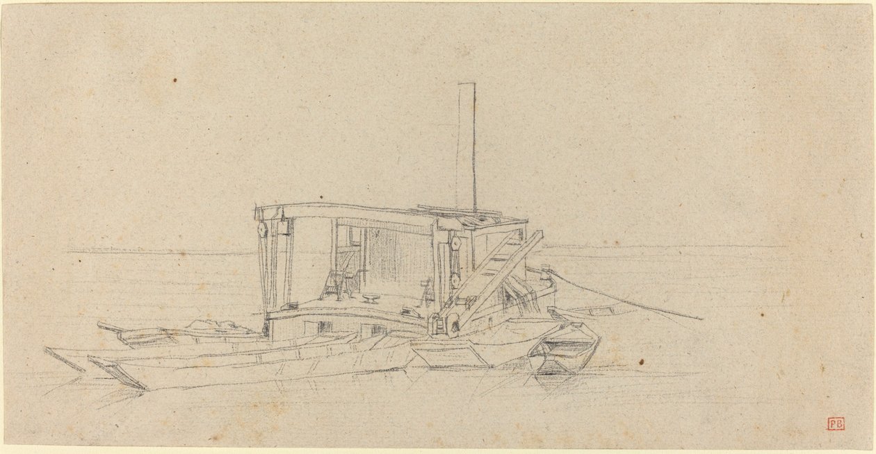 Dragas y lanchas en el río de Charles Meryon