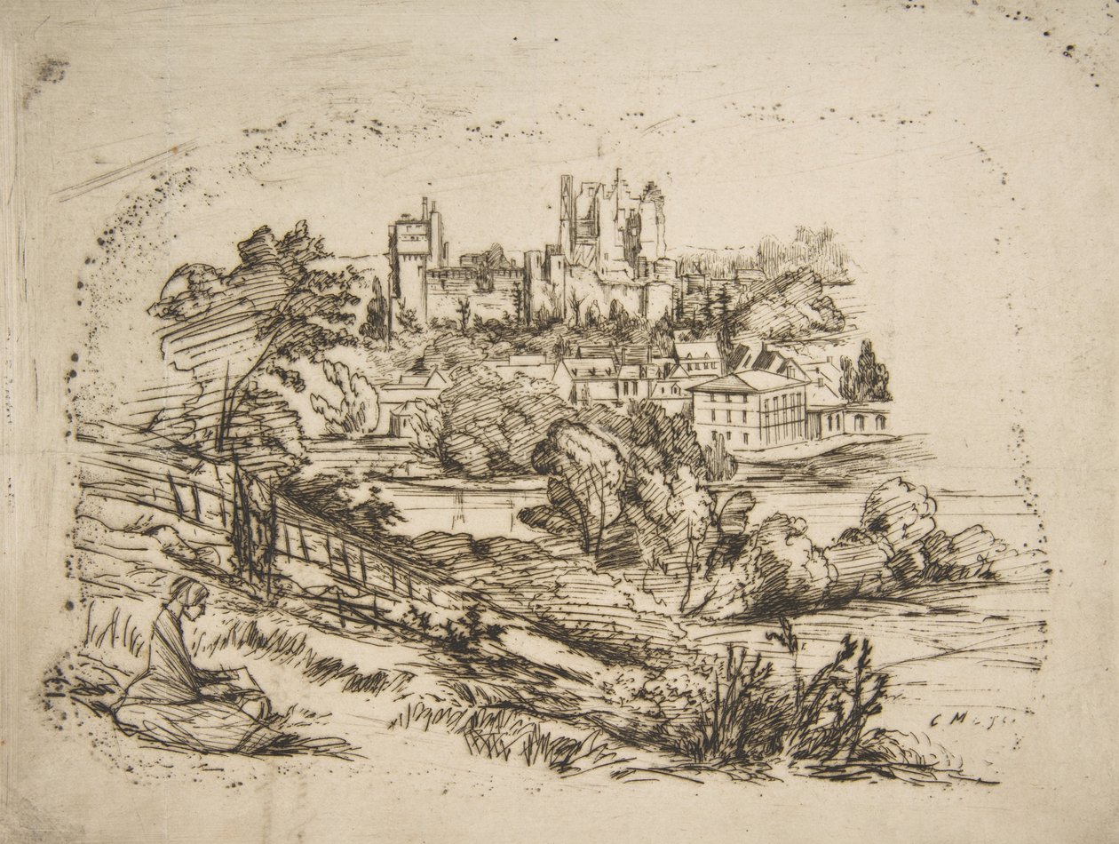 Ruinas del Castillo de Pierrefonds, después de Viollet-le-Duc, 1858 de Charles Meryon