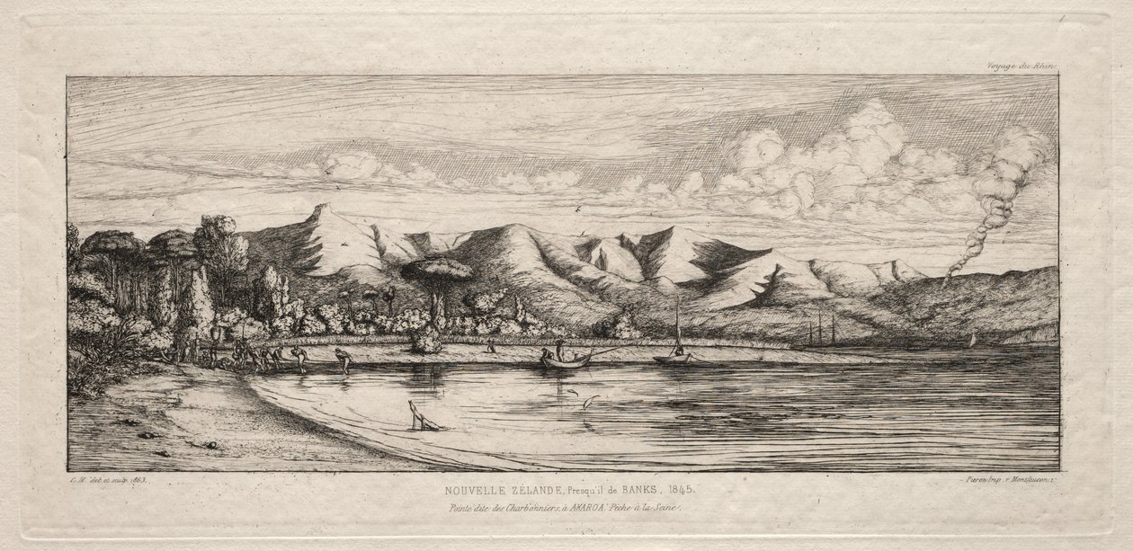 Pesca en el Sena frente a la Punta de los Carboneros, Akaroa, Península de Banks, 1845 de Charles Meryon