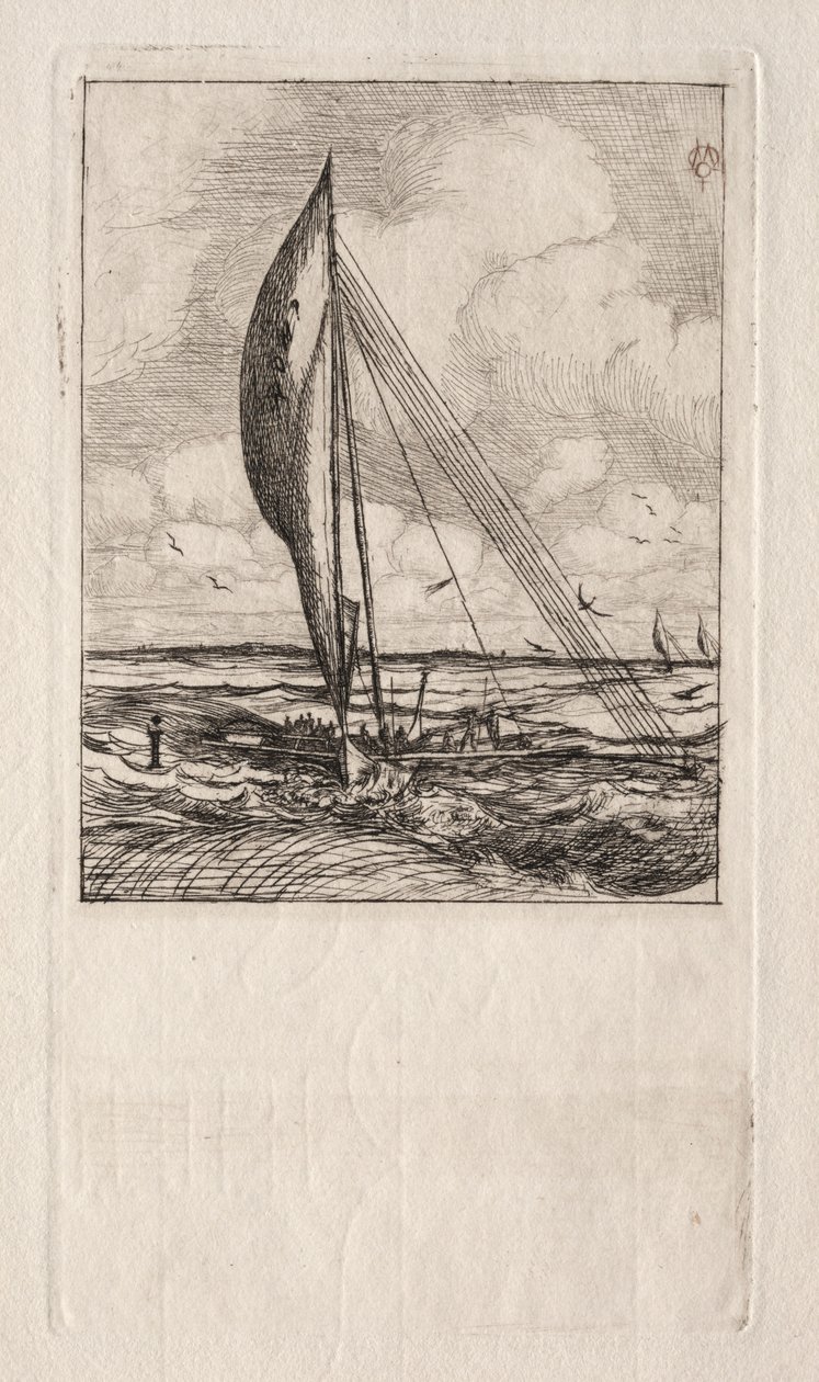 Proa de navegación rápida, Archipiélago de Mulgrave, Oceanía, 1866 de Charles Meryon