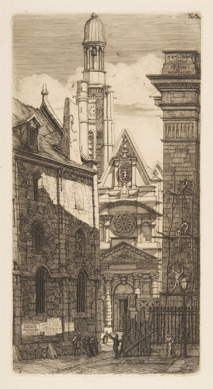 La iglesia de Saint-Étienne-du-Mont, París de Charles Meryon