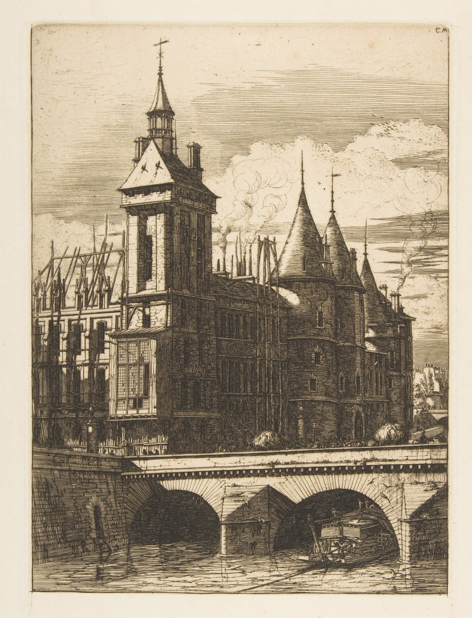 La torre del reloj, París de Charles Meryon
