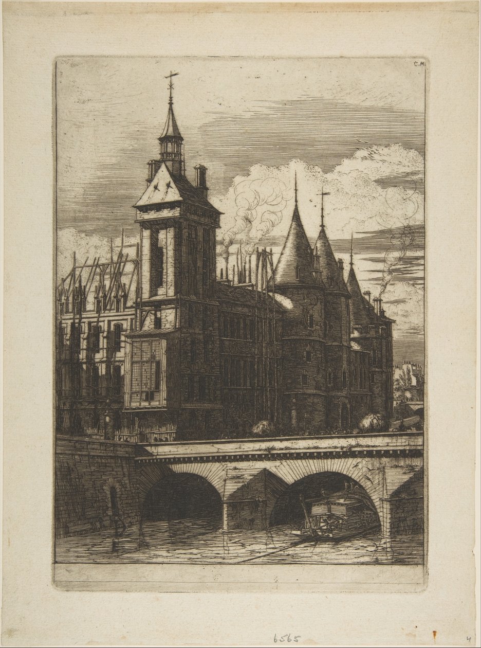 La torre del reloj, París de Charles Meryon