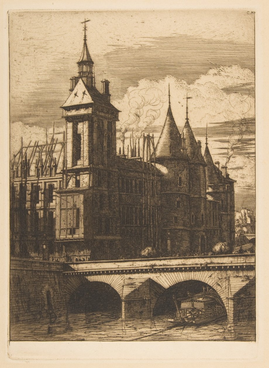 La torre del reloj, París, de «Aguafuertes de París» de Charles Meryon