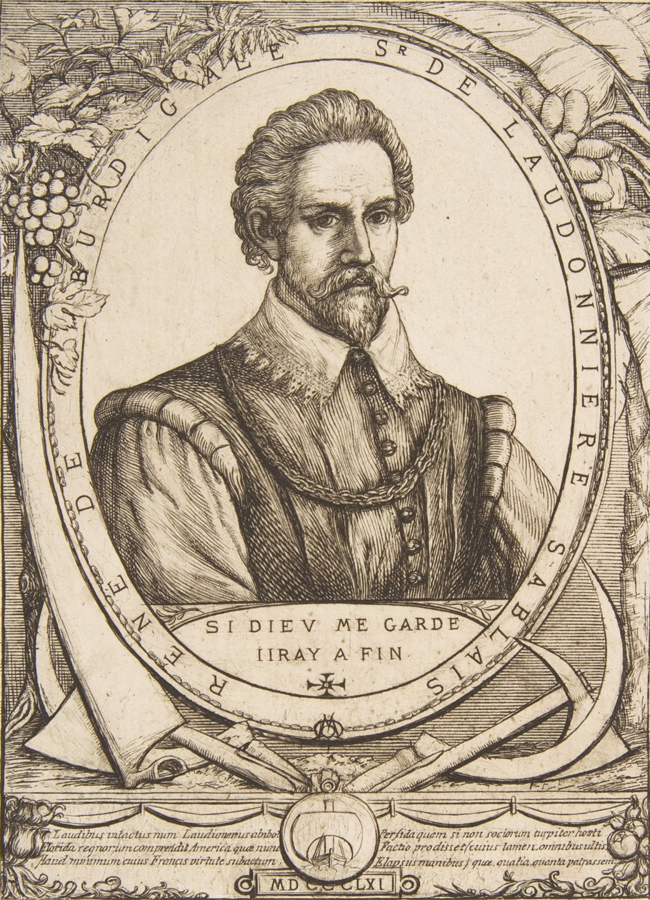 El colono René de Laudonnière Sablais, después de van de Passe de Charles Meryon
