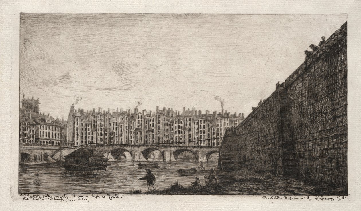El Puente de la Bolsa, París, alrededor de 1784 de Charles Meryon