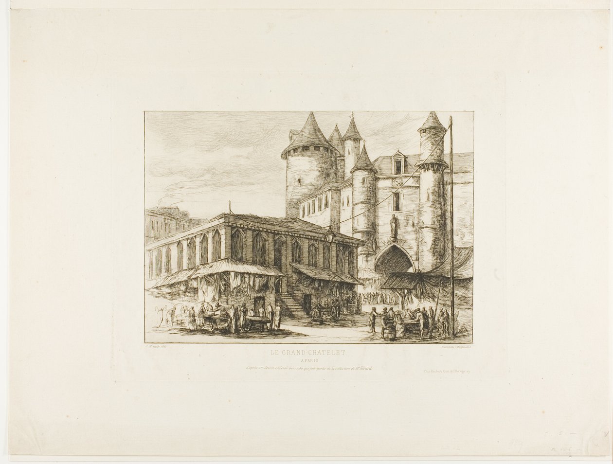 El Gran Châtelet, París, c. 1780, después de un dibujo anterior de Charles Meryon