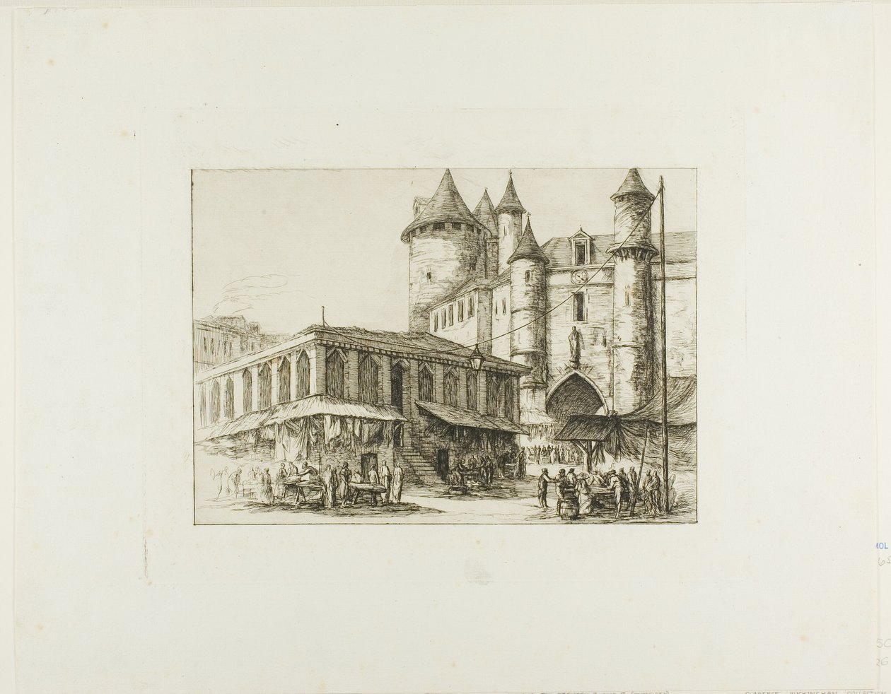 El Gran Châtelet, París, c. 1780, después de un dibujo anterior de Charles Meryon