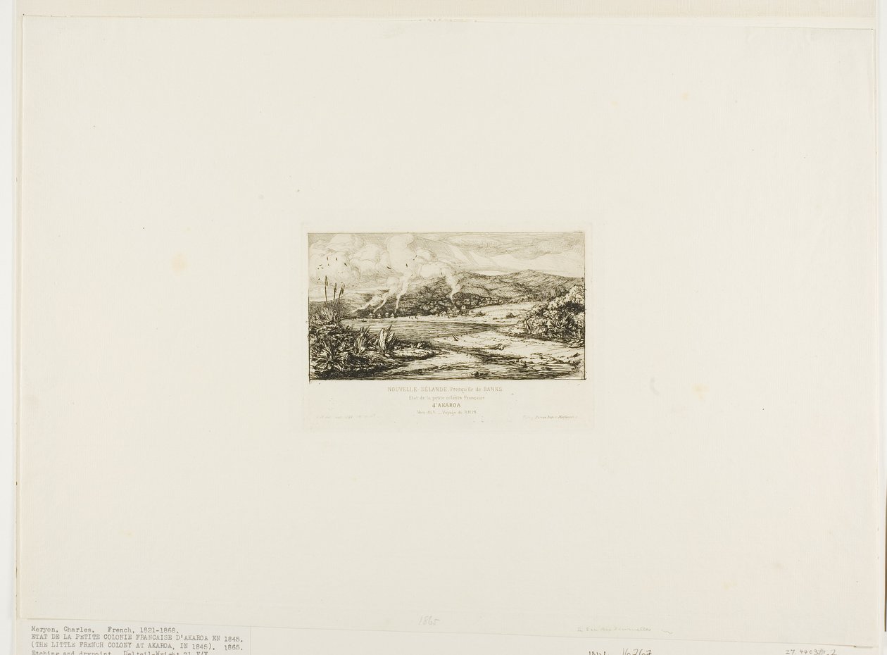 La Pequeña Colonia Francesa en Akaroa, 1845 de Charles Meryon