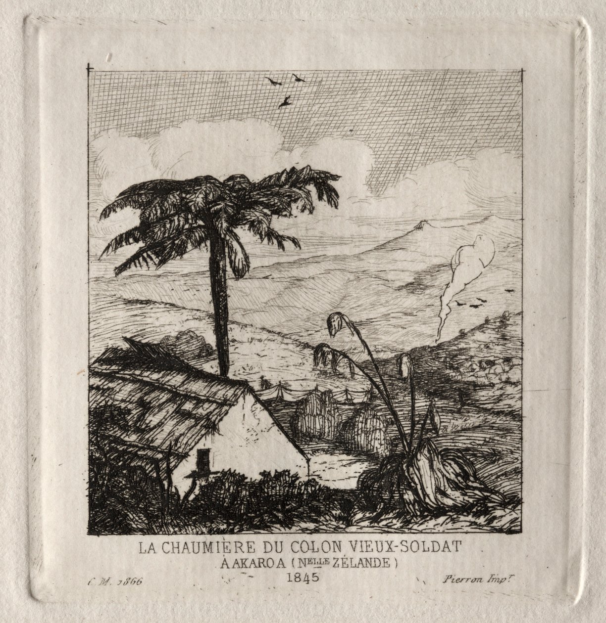 La cabaña del viejo soldado colono en Akaroa, 1845, 1866 de Charles Meryon