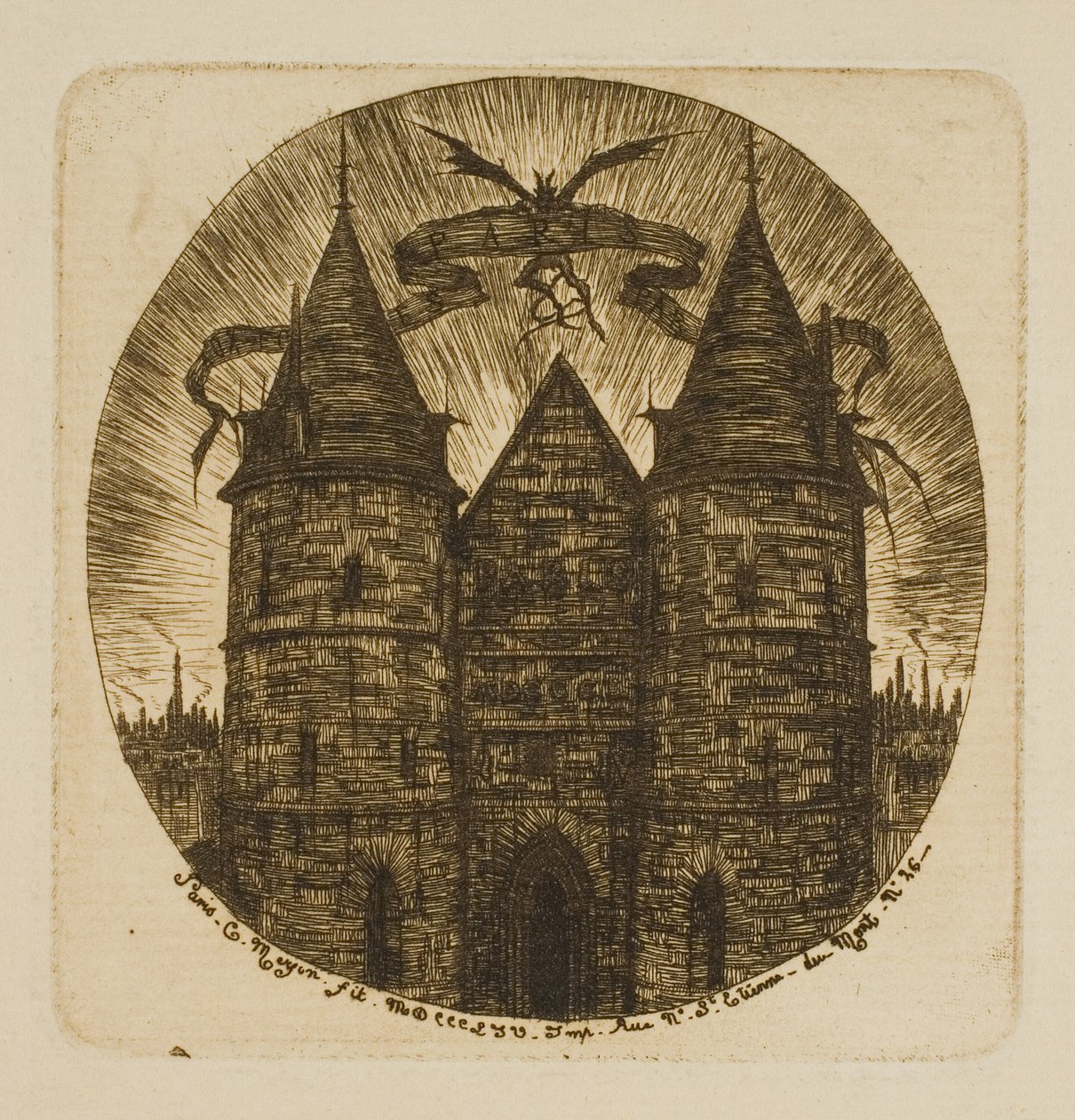 La vieja puerta del Palais de Justice, París de Charles Meryon