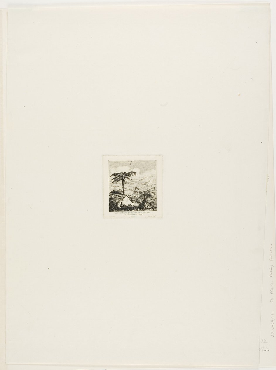 La cabaña de paja del viejo soldado, Akaroa, 1845 de Charles Meryon