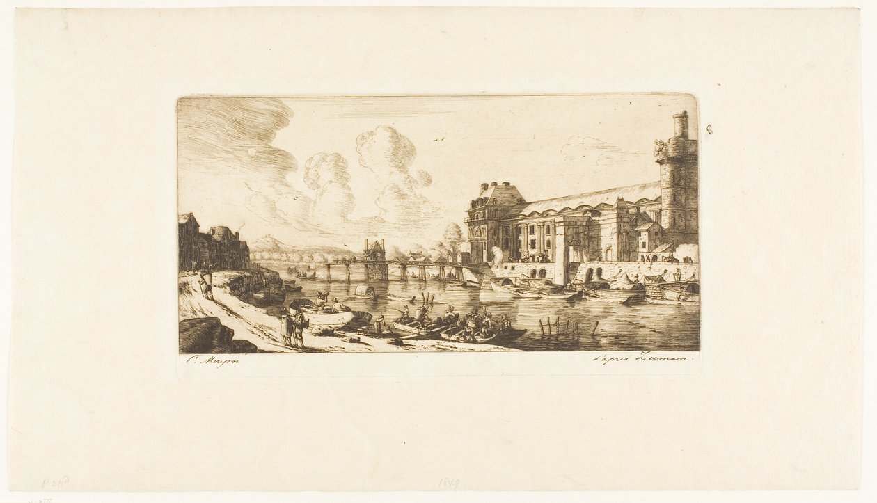 El "Pavillon de Mademoiselle" y parte del Louvre de Charles Meryon