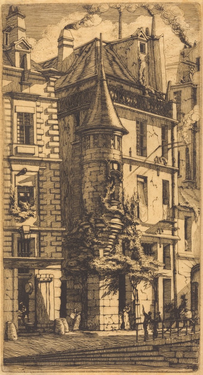 Torreta de la rue de la Tixéranderie, París (casa con una torreta, calle de los Tejedores, París) de Charles Meryon