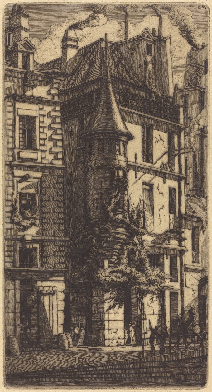 Casa con torre, Calle de los Tejedores, París de Charles Meryon