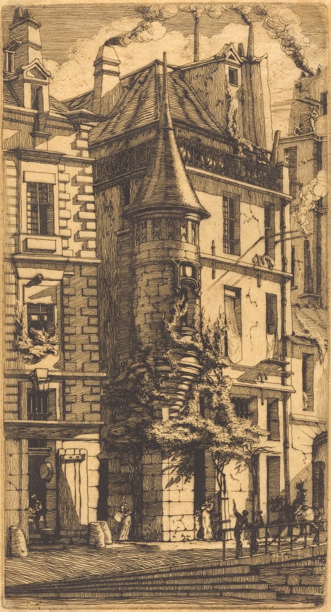 Casa con Torreta, Calle de los Tejedores, París de Charles Meryon