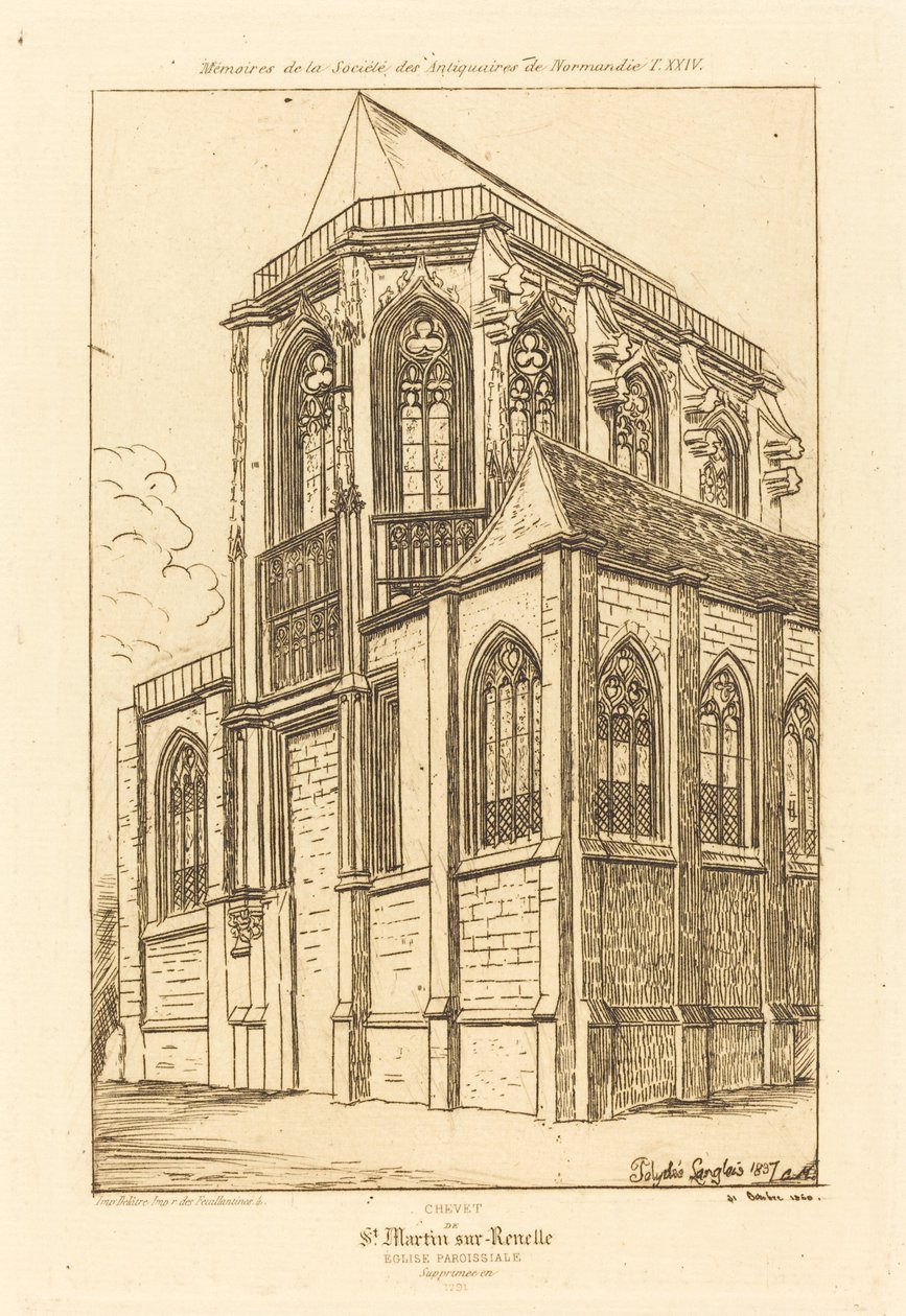 El Ábside de la Iglesia de San Martín-sur-Renelle de Charles Meryon after Polycles Langlois