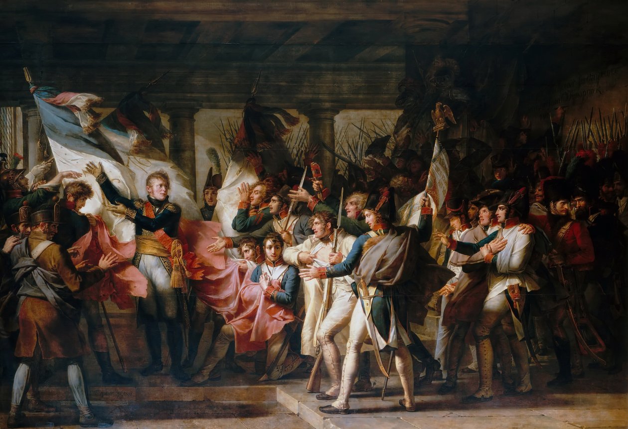 El mariscal Ney y los soldados del 76º regimiento de línea recuperan sus colores del arsenal de Charles Meynier