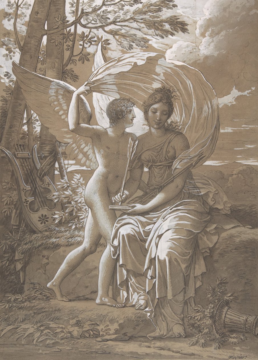 La musa Erato escribiendo versos inspirados por el amor, ca. 1797 de Charles Meynier
