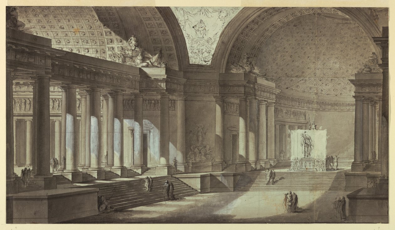 Fantasía Arquitectónica: Interior del Templo de Atenea de Charles Michel Ange Challe