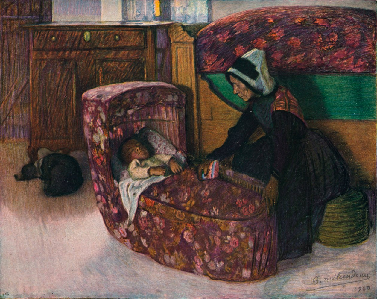 Mere Et Enfant, Interieur Vendeen, 1900 de Charles Milcendeau