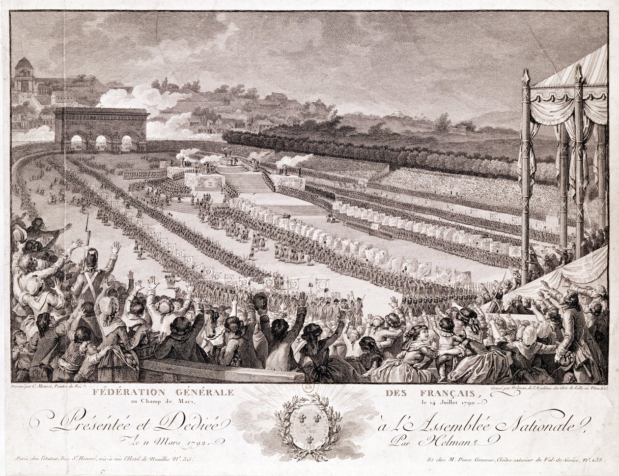 Festival de la Federación, 14 de julio de 1790, en el Campo de Marte, finales del siglo XVIII, grabado por Isidore Stanislas Helman (1743-1809) de Charles Monnet
