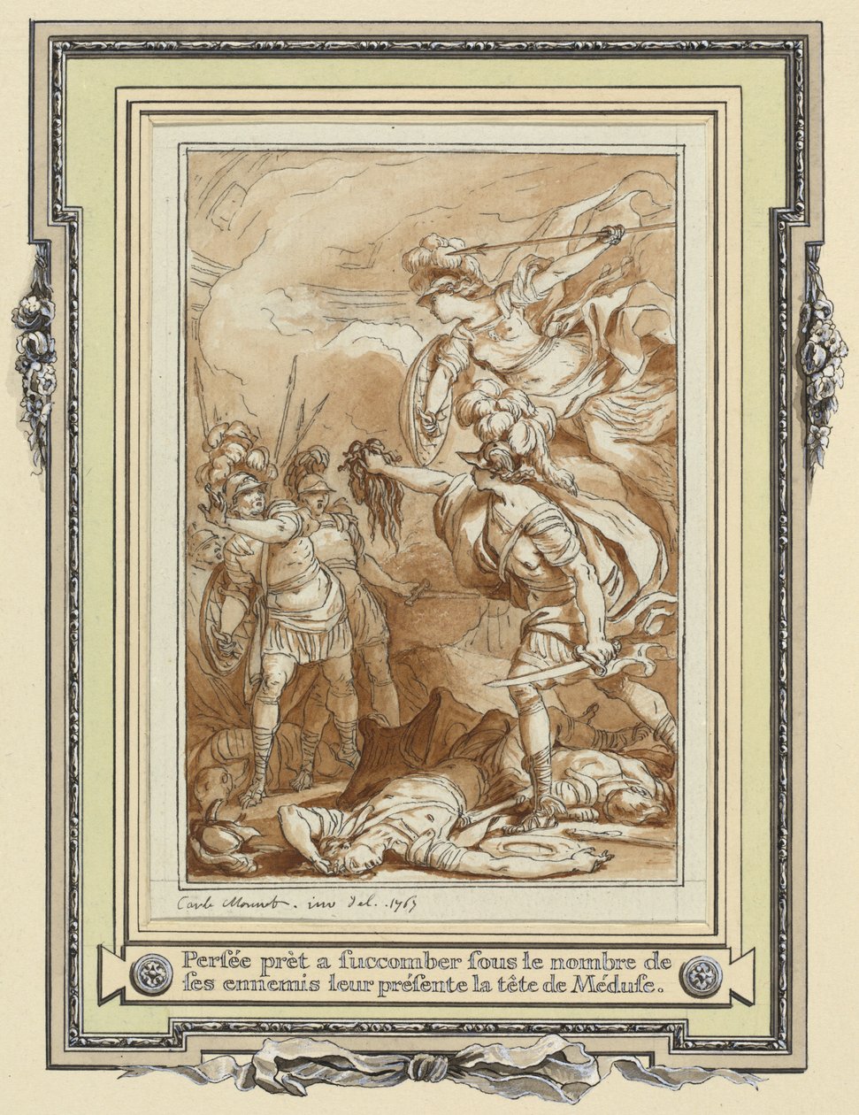Perseo Convirtiendo a Fineo en Piedra con la Cabeza de Medusa de Charles Monnet