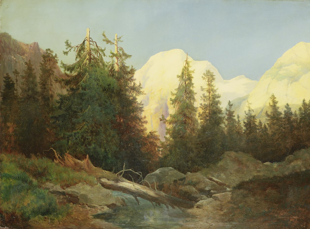 Atardecer en el Tirol del Sur (óleo sobre lienzo) de Charles Morel