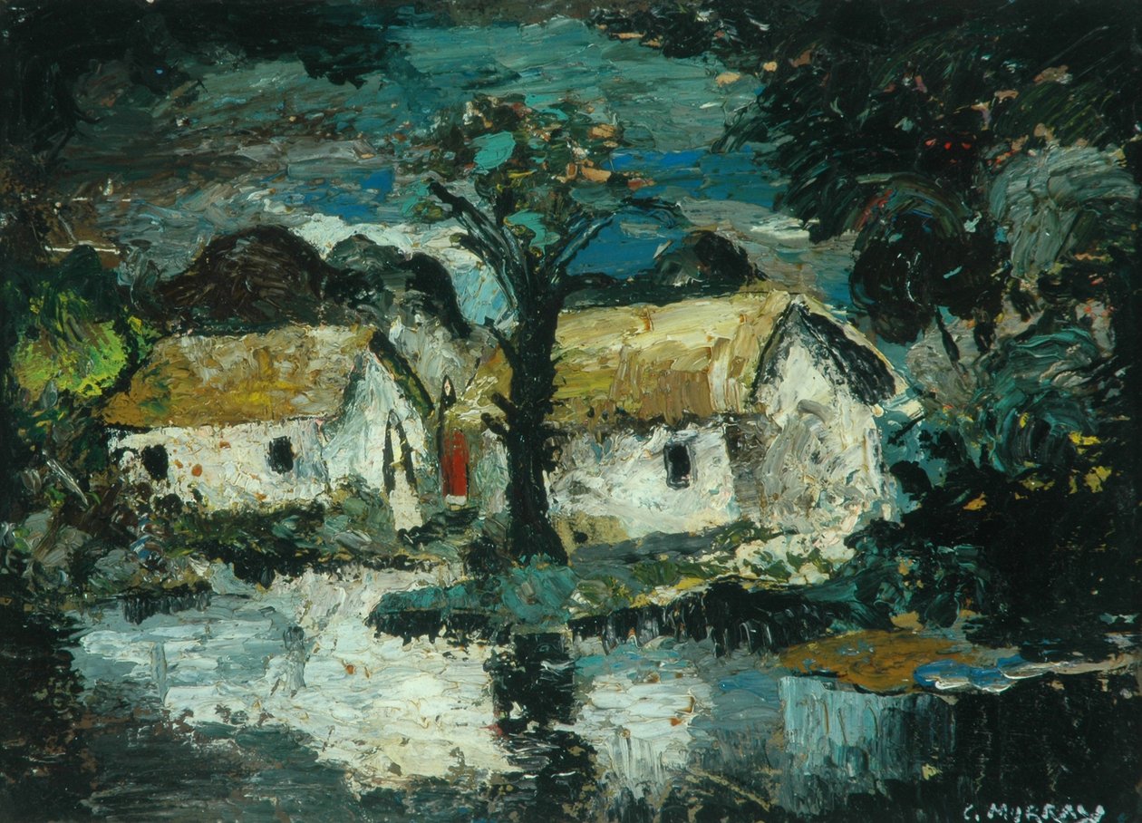 Cabaña con arroyo (óleo sobre tabla) de Charles Murray