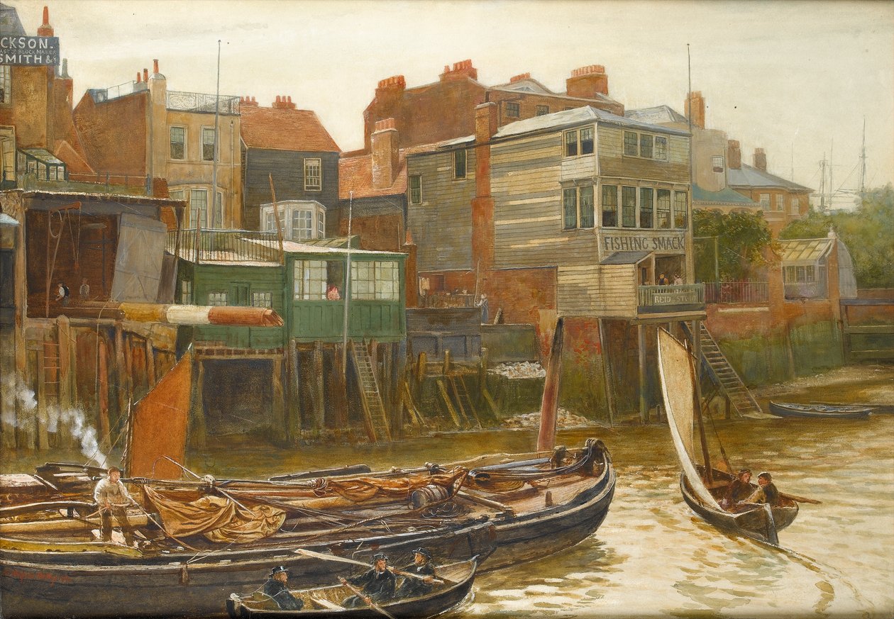 El Támesis en Cold Harbour, Blackwall, 1896 de Charles Napier Hemy
