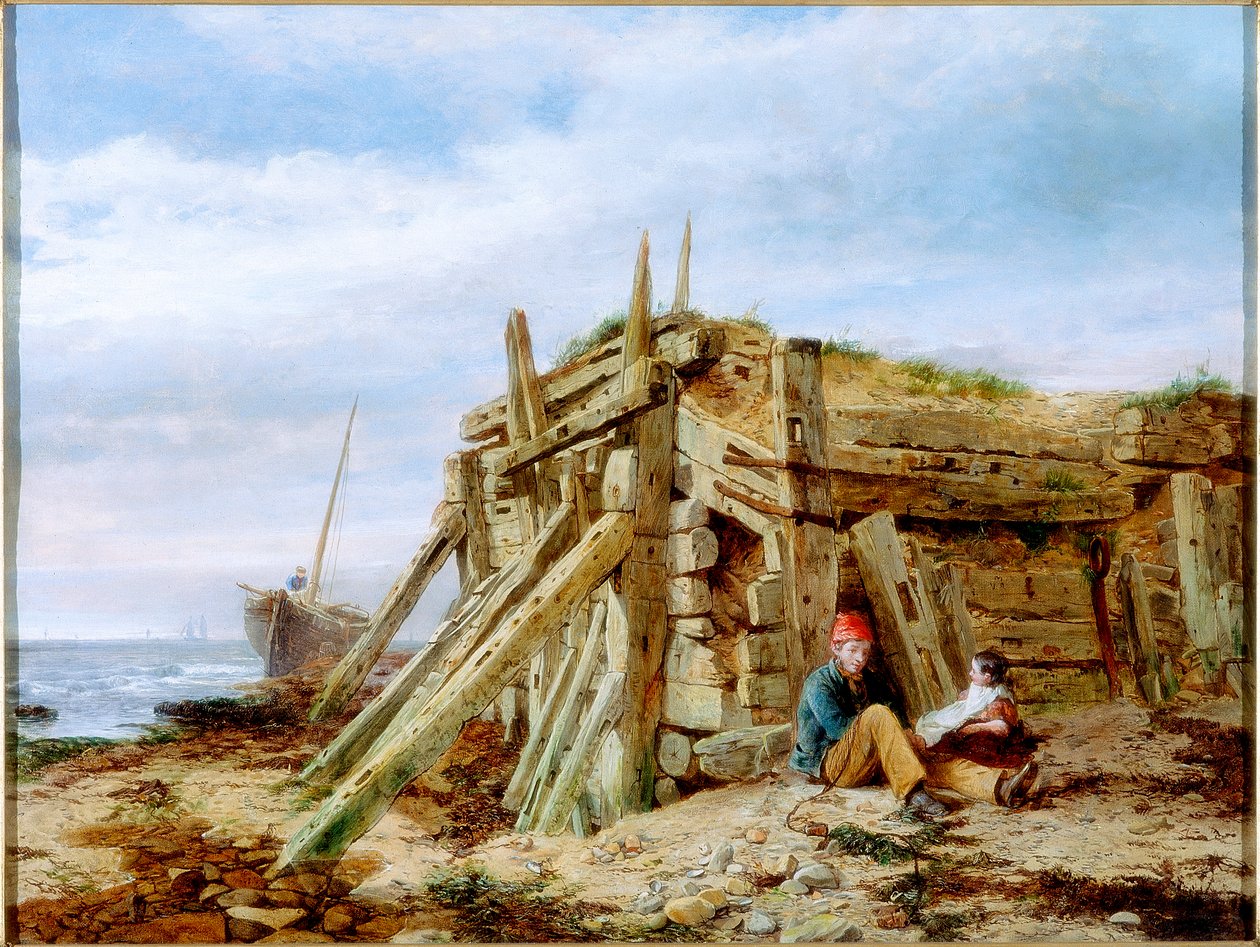 Bajo el rompeolas, c.1863 de Charles Napier Hemy