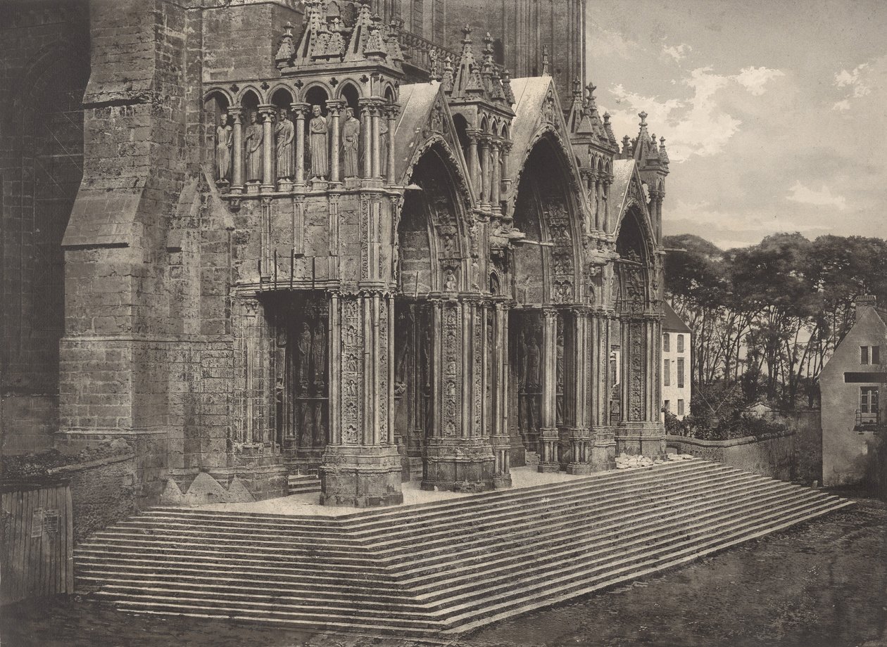 Plancha XII Catedral de Chartres, Pórtico del Mediodía, 1855 de Charles Nègre