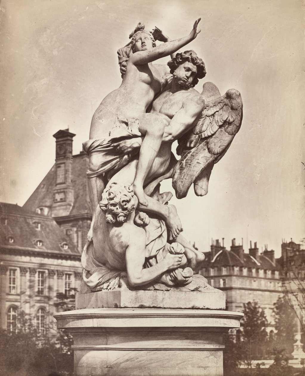 Estatua de las Tullerías: G. Marsy y A. Flamen: Borée raptando a Oritía, 1859 de Charles Nègre