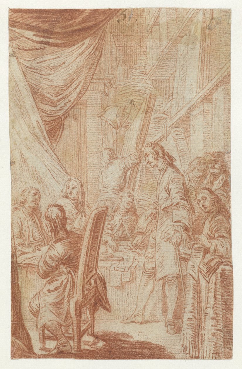 Interior de una notaría o lotería de Charles Nicolas Cochin (II)