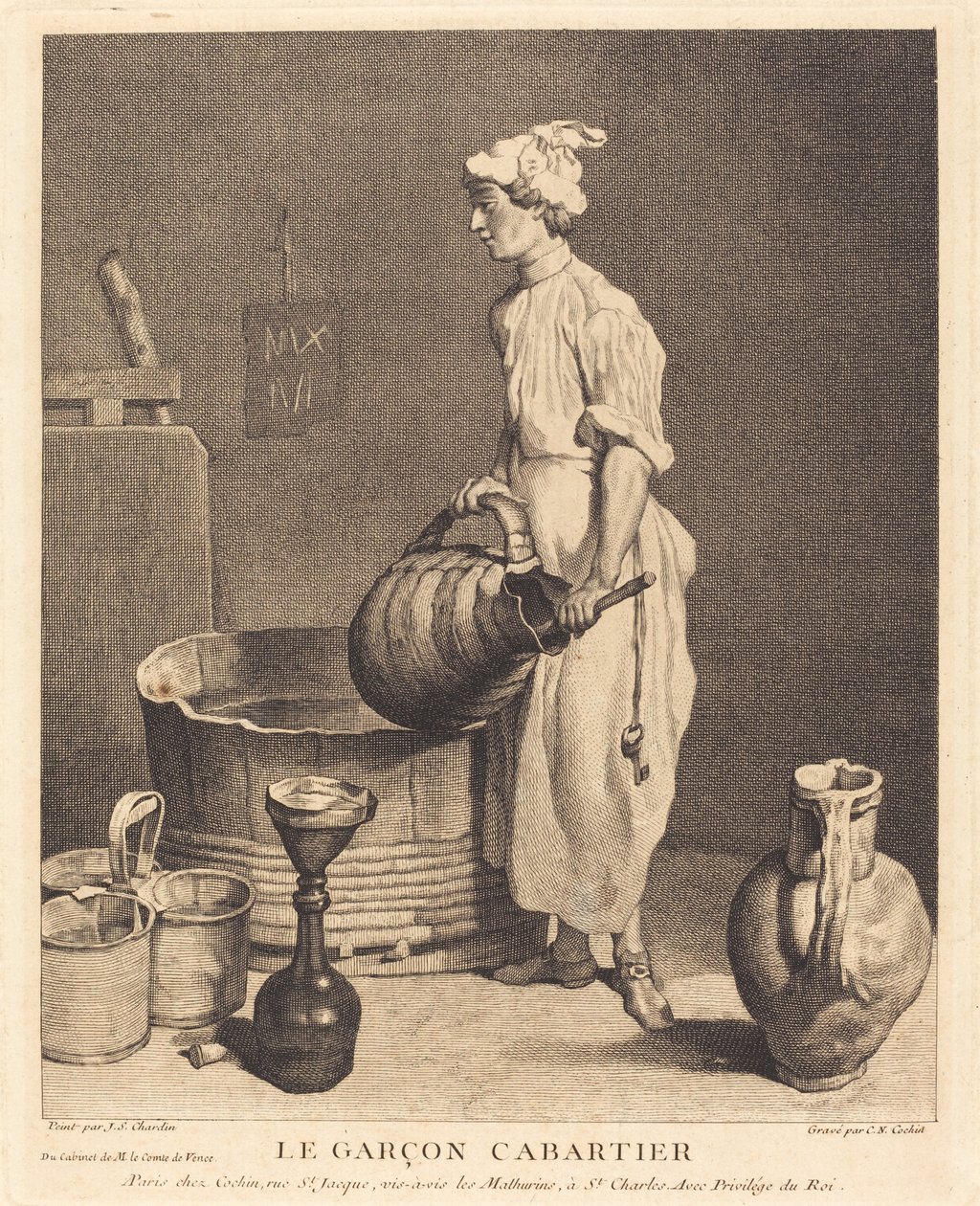 Le Garcon cabaretier de Charles Nicolas Cochin I after Jean Siméon Chardin