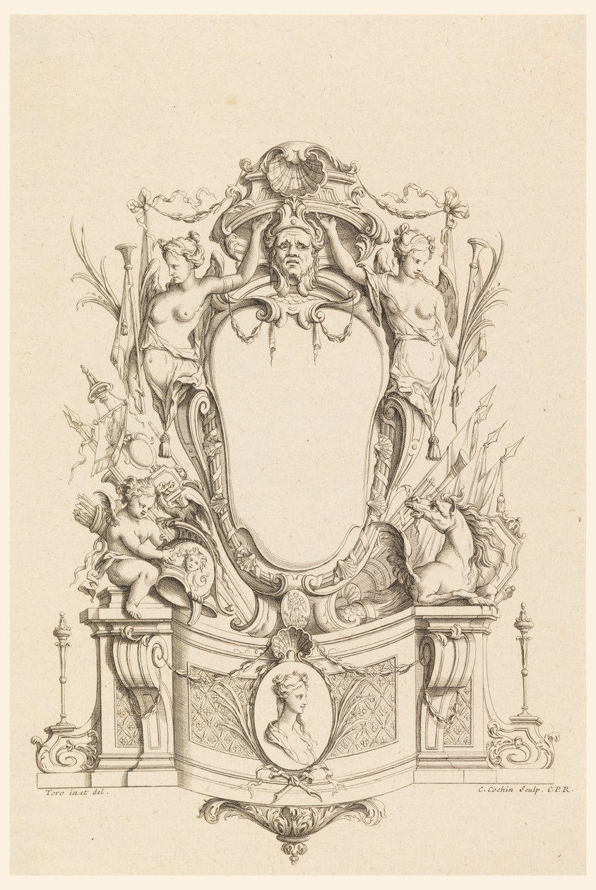 Diseño para cartucho de "Cartouches Nouvellement Inventez" de Charles Nicolas Cochin the younger