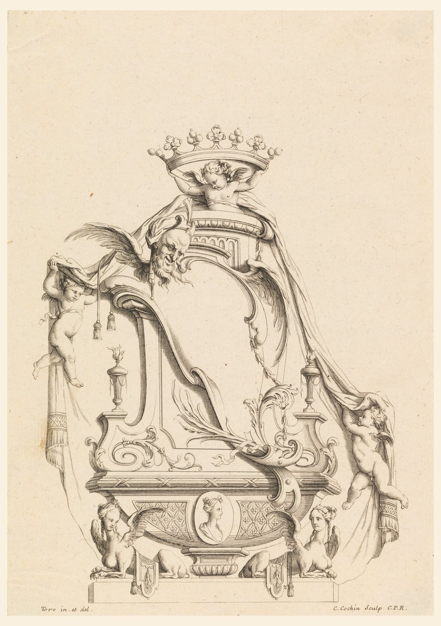 Diseño para cartucho de "Cartouches Nouvellement Inventez" de Charles Nicolas Cochin the younger